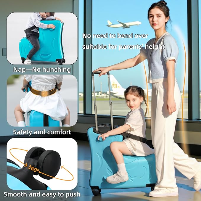 Kids Ride-On Suitcase, Hardside Rolling Luggage - Image 2