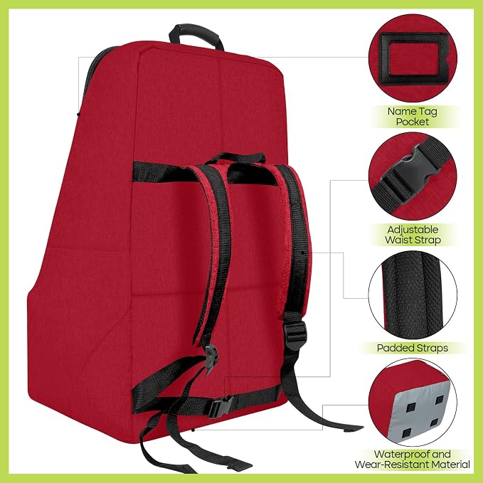 Padded Car Seat Travel Bag for Airplane, Heavy Duty Backpack for Air Travel - Image 3