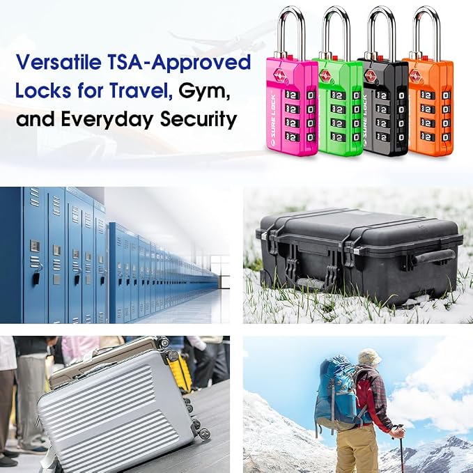 SURE LOCK TSA Approved 4-Digit Resettable Combination Luggage Lock - Image 6