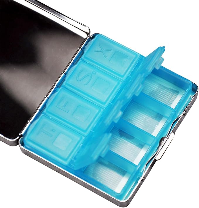 Cute and Portable Metal Pill Organizer – 8 Compartments, Elegant Chrome Finish - Image 7