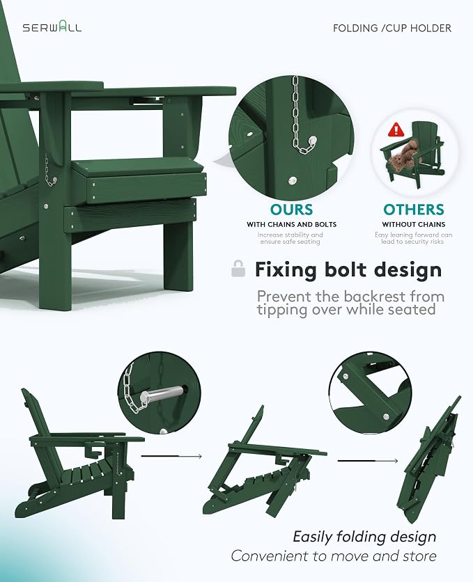 SERWALL Adirondack Chair with Cup Holders - Image 7