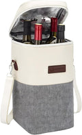 Insulated Wine Bag Cooler – Beige and Gray, Holds 4 Bottles, Wine Opener by Unknown