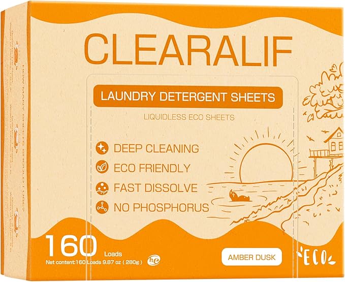 Laundry Detergent Sheets Up to 160 Loads, Amber Dusk by CLEARALIF