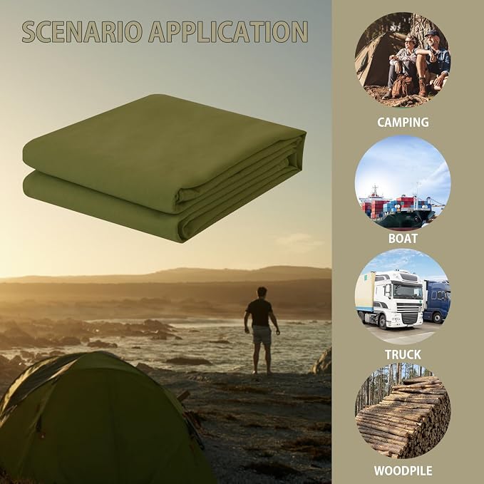 FoundGo Canvas Tarp 10x20ft Heavy Duty Waterproof Tarps - Image 6