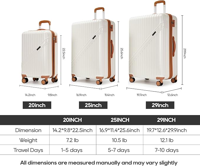 GinzaTravel Luggage Sets 3-Piece Expandable Suitcases - Image 2