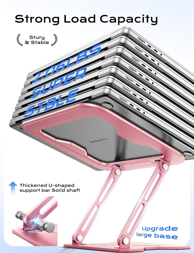 Adjustable Laptop Stand for Desk, Metal Foldable Laptop Riser, Portable Laptop - Image 4