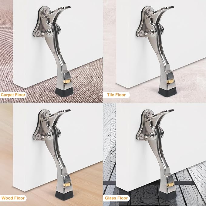 3 Packs Heavy Duty Kickdown Door Stopper, One Touch Adjustable Kickdown Door - Image 4