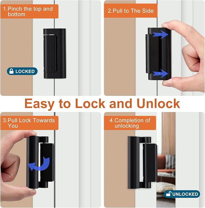 2 Pack Home Security Door Lock, Childproof Door Reinforcement Lock, - Image 5