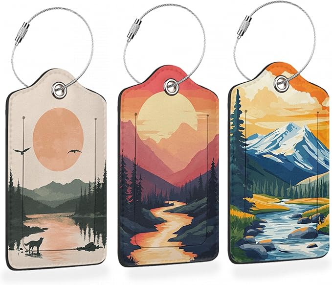Vintage Mountain Flow 3 Pack Luggage Tags by Losthll