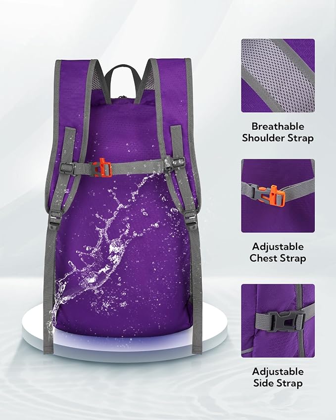 WATERFLY Hiking Foldable Daypack Backpack: 25L Ultra Lightweight Packable - Image 5