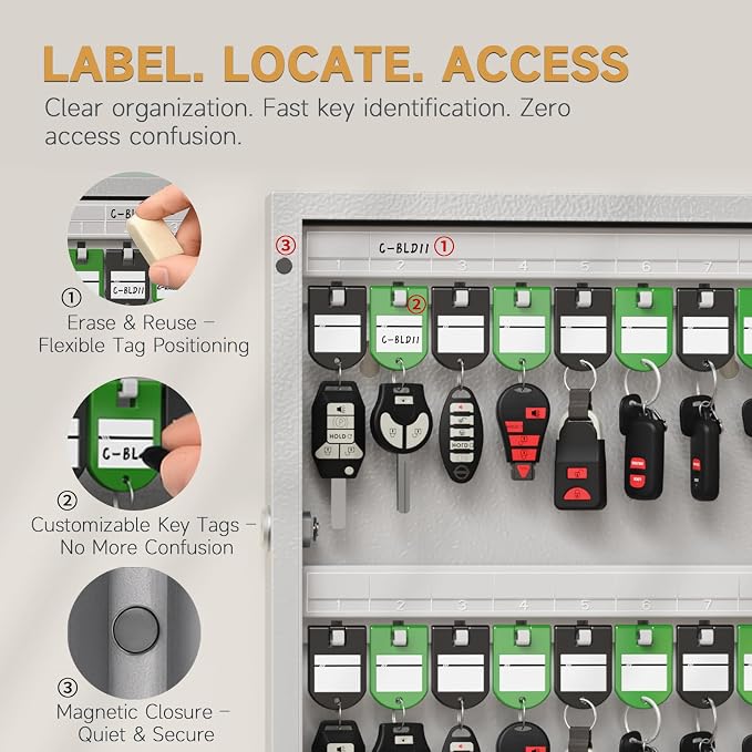 96 Key Lock Box Wall Mount, Smart Key Cabinet One Time Password/APP - Image 5