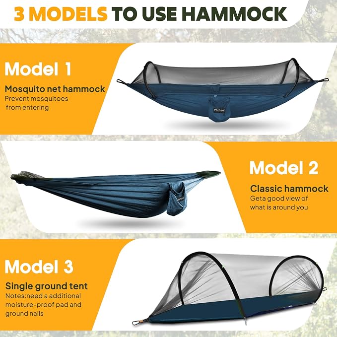 Chihee Ultra-Light Travel Camping Hammock Pop-up Net Hammock 660lbs Load - Image 4