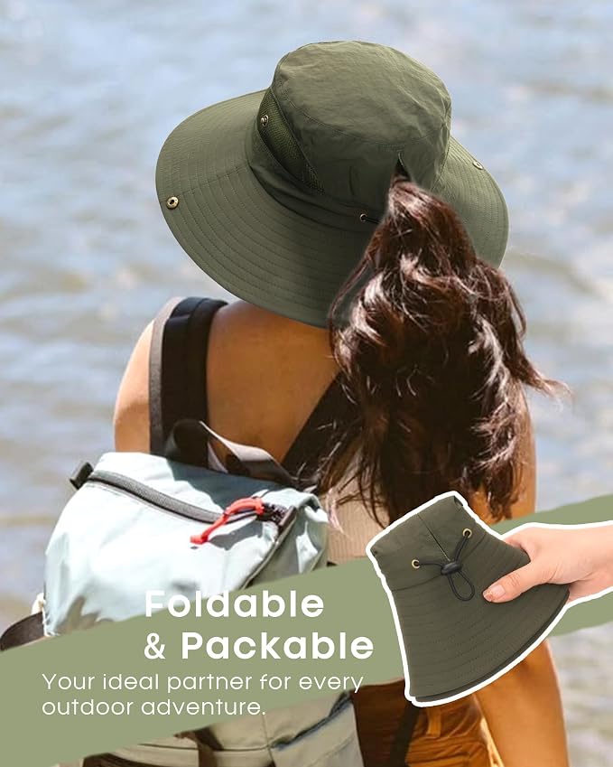 FURTALK Womens Sun Hat with Ponytail Hole Beach Hiking Summer Wide Brim UPF 80+ - Image 4