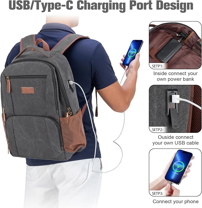 Tzowla Canvas Laptop College Backpack - Image 3