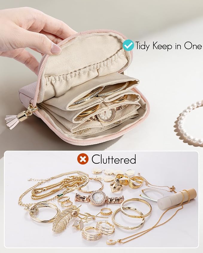 Vlando Small Jewelry Travel Case, Jewelry Pouch Bags - Image 6
