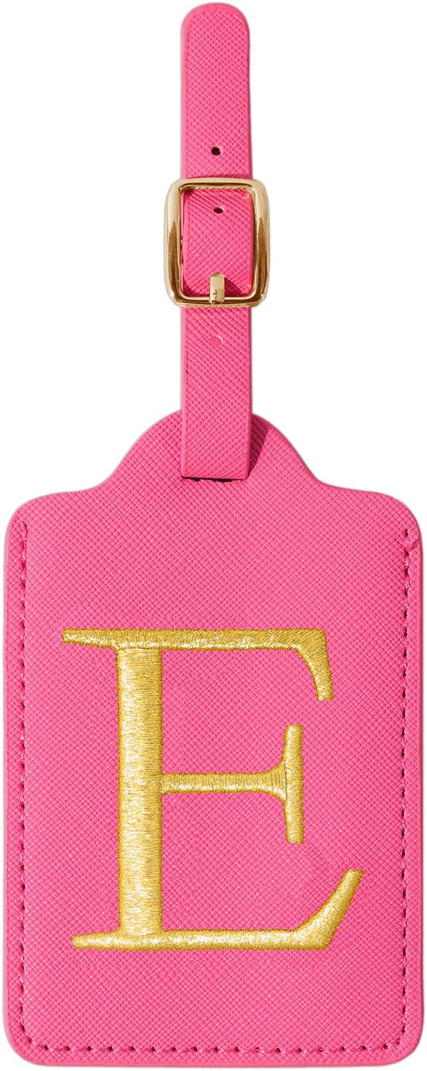 Personalized Rose Red Leather Initial Luggage Tags - Image 9