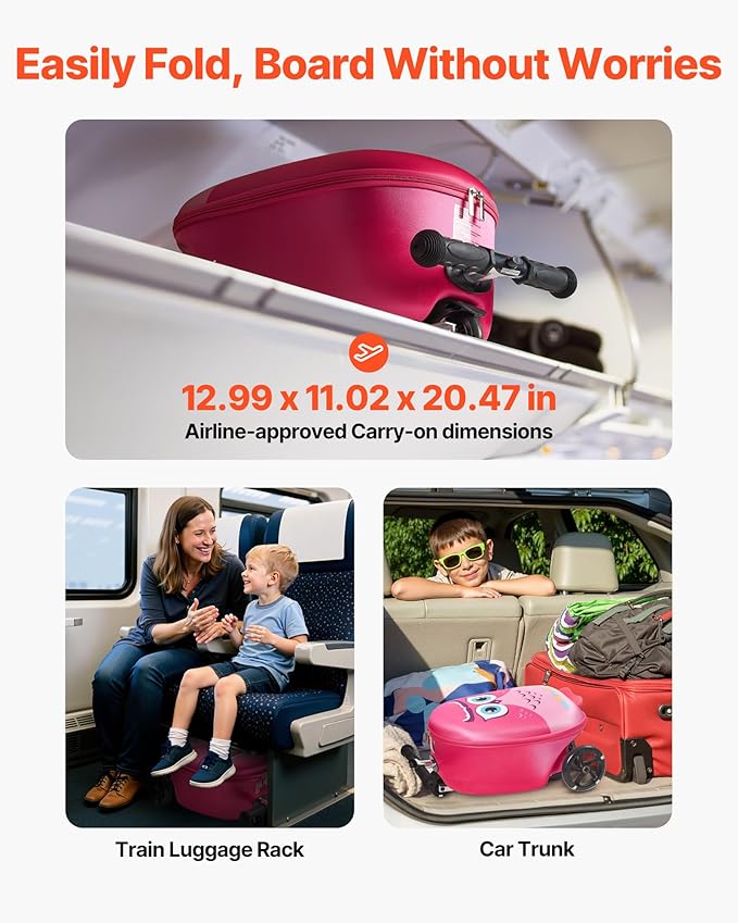 VEVOR Ride-on Luggage, 20 L Capacity, 20 Inches Kids Scooter Suitcase - Image 5