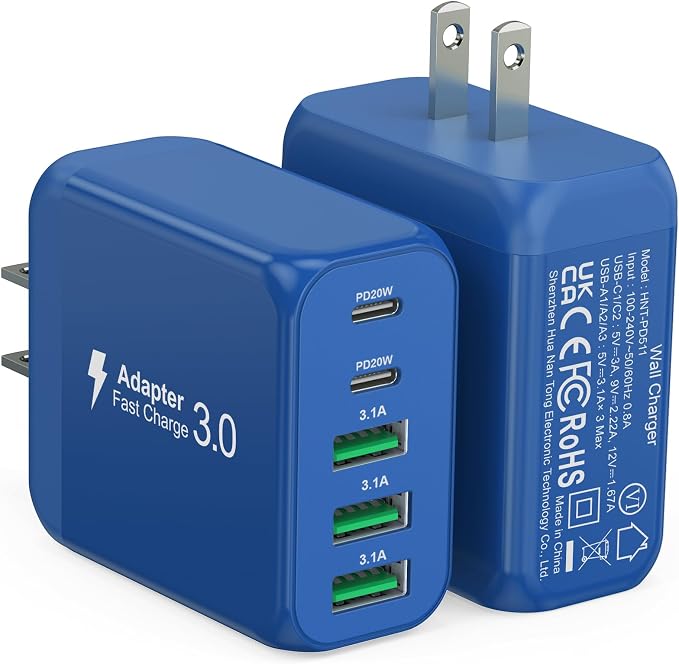 50W USB C Wall Charger Block, 5-Port C Charger Fast Charging Block PD Power by CSODINCE