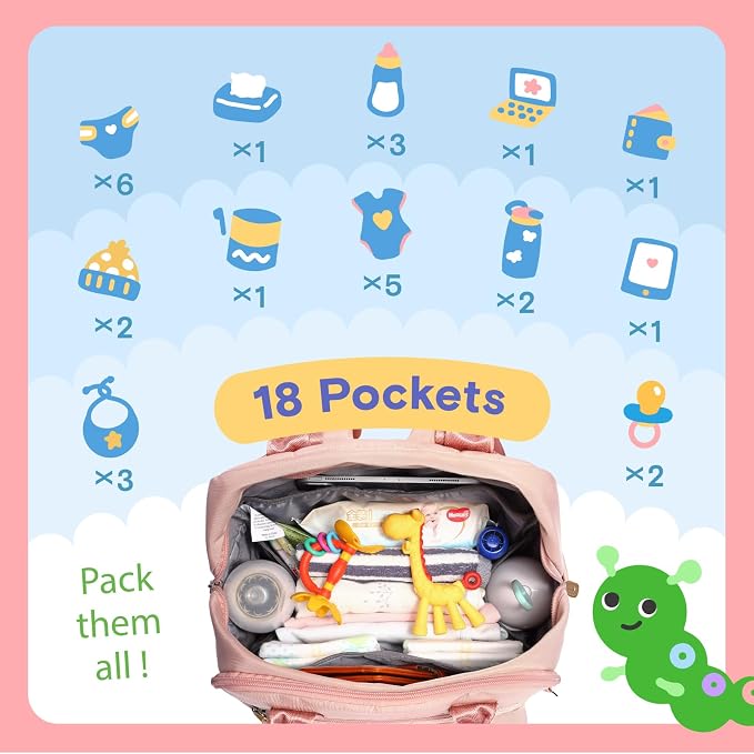 iniuniu Diaper Bag Backpack, 4 in 1 kit Large Unisex Baby Bags - Image 4