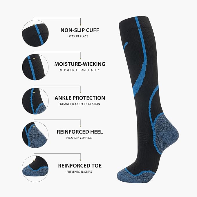 Compression Socks for Women Men Circulation Knee High 8 Pairs for Nurses - Image 2