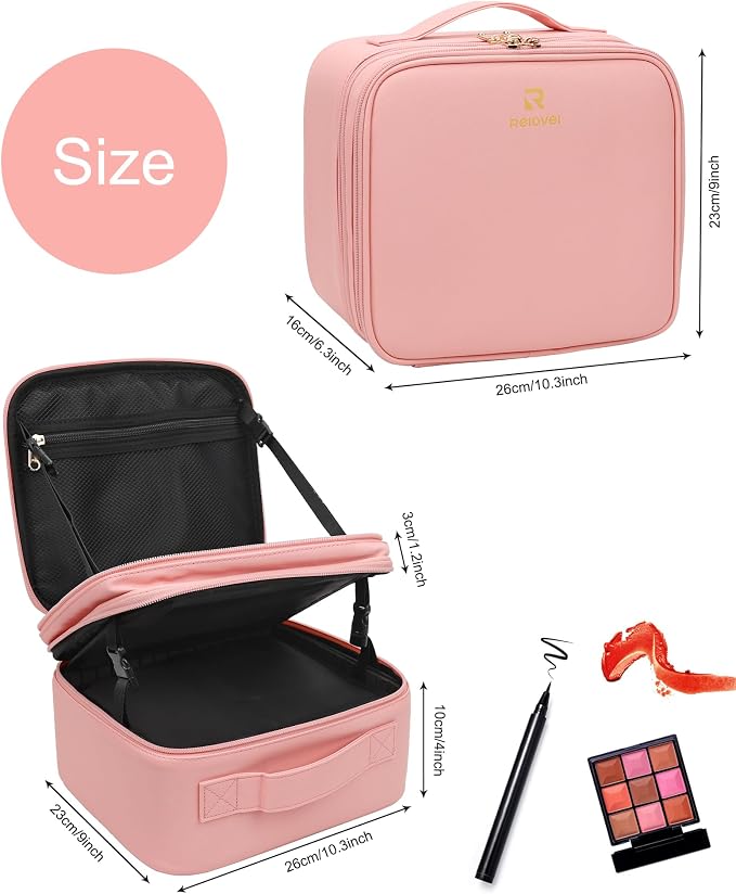 Relavel Makeup Bag with LED Mirror, Travel Makeup Case with Rechargeable - Image 6
