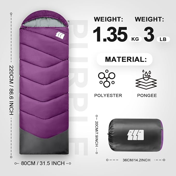 Sleeping Bags for Adults Cold Weather, Waterproof, Lightweight Sleeping Bag for - Image 2
