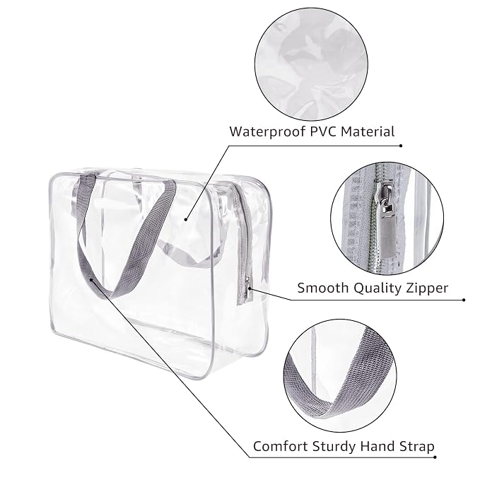 6Pcs Crystal Clear PVC Travel Toiletry Bag Kit - Image 5