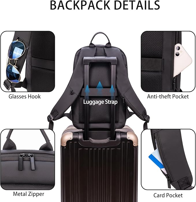 Business Backpack for Men Lightweight Commute Laptop Backpack Anti-Theft Water - Image 5