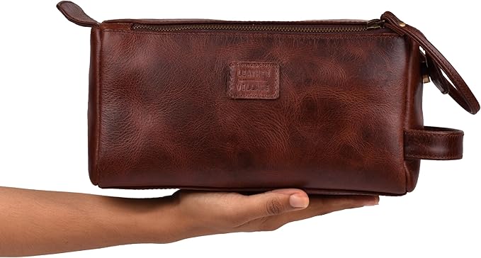 LEATHER VILLAGE Premium Leather Travel Toiletry Bag - Image 3