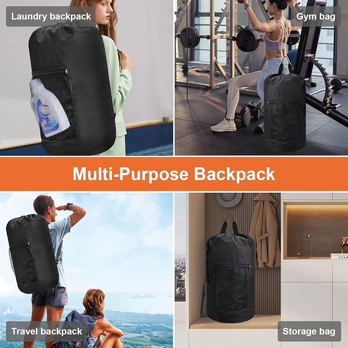 Femuar Laundry Bag Backpack Durable Laundry Bag - Image 7