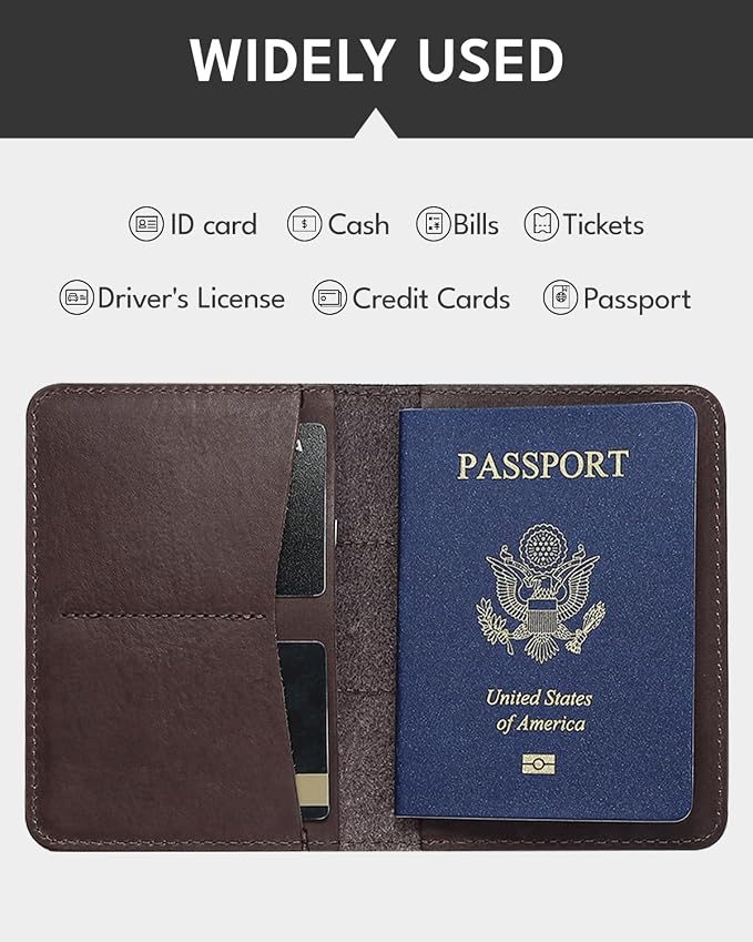 ALLIVE Passport Holder for Travel Women Men, Genuine Leather Passport Cover - Image 3