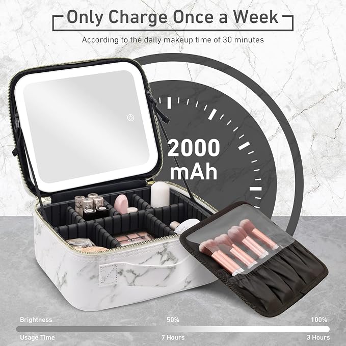 Makeup Bag with Mirror and Light, Makeup Case with Lighted Mirror, Travel - Image 6