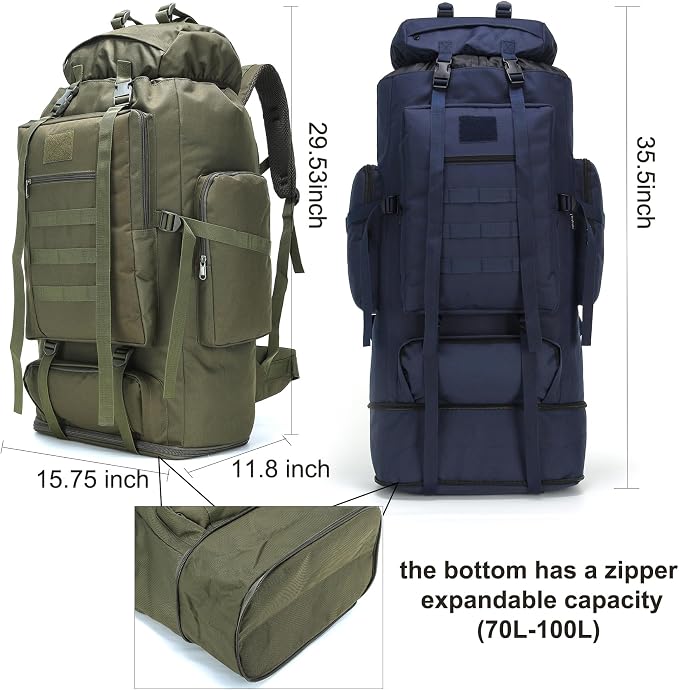 Hiking Backpack for Men 70L/100L Camping Backpack Military Rucksack Molle 3 - Image 2