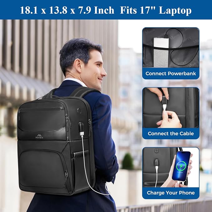 MATEIN Work Backpack with Lunch Compartment, Waterproof PU-coated Meal Prep - Image 5