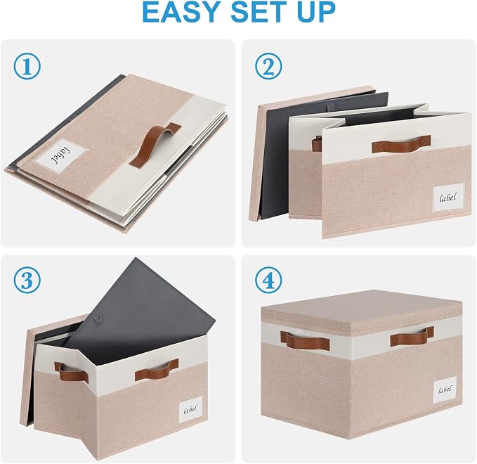 Large Storage Bins with Lids, Foldable Fabric Storage Baskets with Lids - Image 5