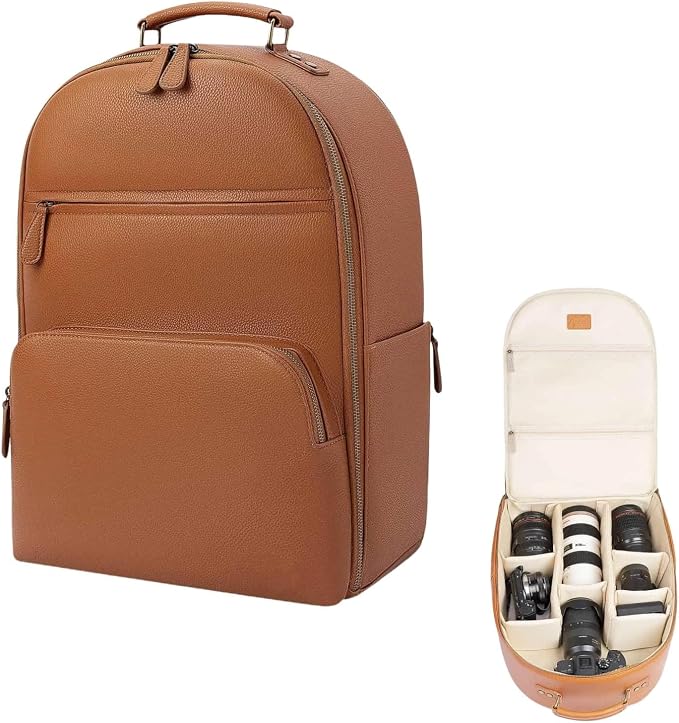 Camera Backpack Classic PU Leather by Divvia