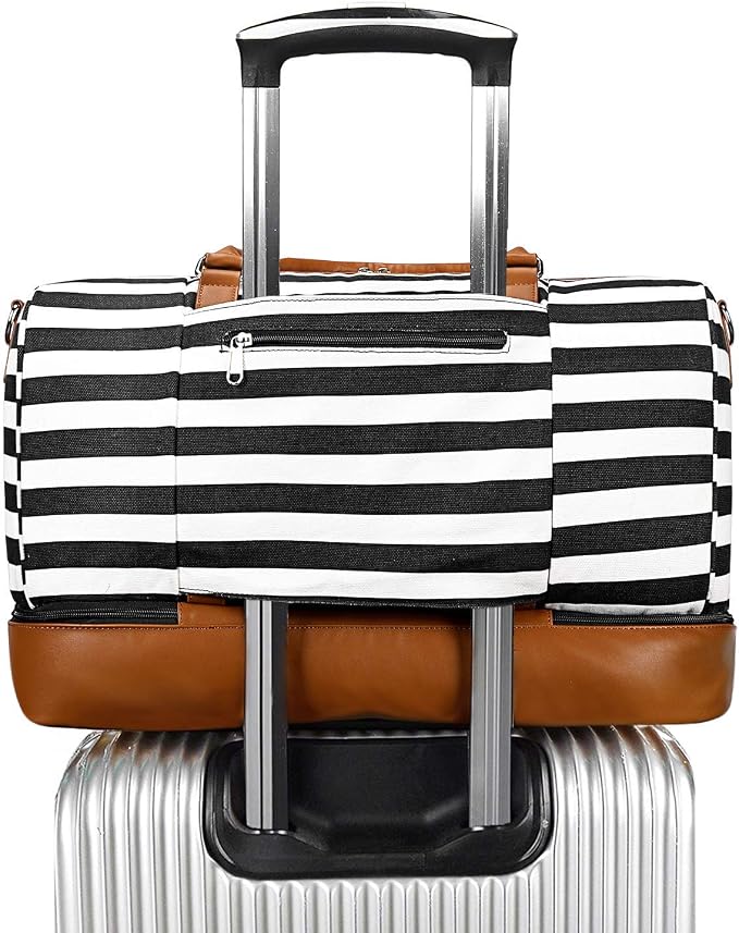 Newshows Women Weekender Bag Canvas Travel Duffel Bag Overnight Carry On Tote - Image 3