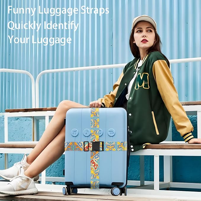 Totem Flowers Luggage Straps for Suitcases, Adjustable Luggage Travel Belt to - Image 7