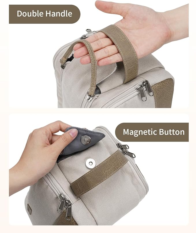 WANDF Toiletry Bag for Men Travel Toiletry Organizer Canvas and Leather Dopp - Image 8