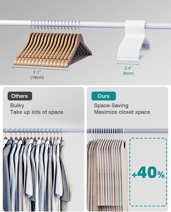 100 Pack Clothes Hangers, Non Slip Plastic Coat Hangers, Space Saving Hangers - Image 3