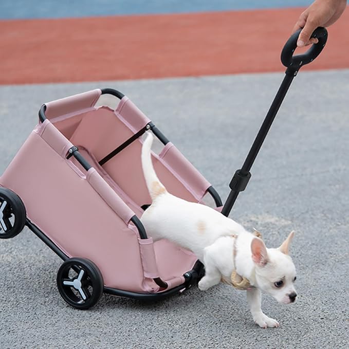 Dog Stroller 4 Wheels Folding Dog Cart Pet Stroller - Image 5