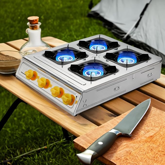 Vivicreate 4 Burner Propane Gas Stove 40000 BTU Stainless Steel Cooktop - Image 3
