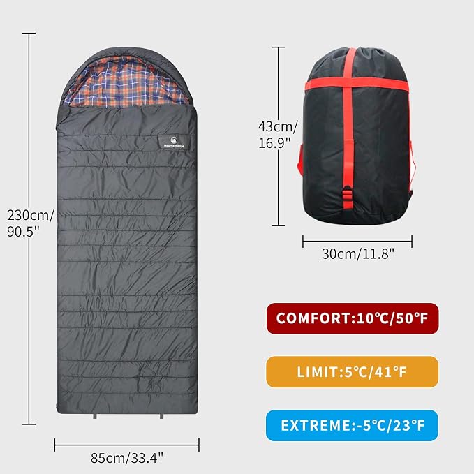 Polycotton Sleeping Bag for Adult&Kids, Cold&Warm Weather Large - Image 6