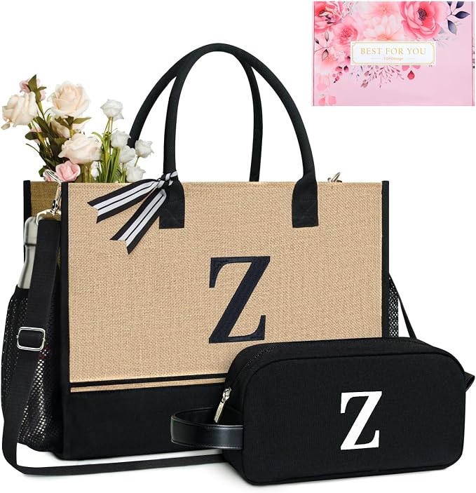 TOPDesign Personalized Initial Canvas Tote Bag, by TOPDesign