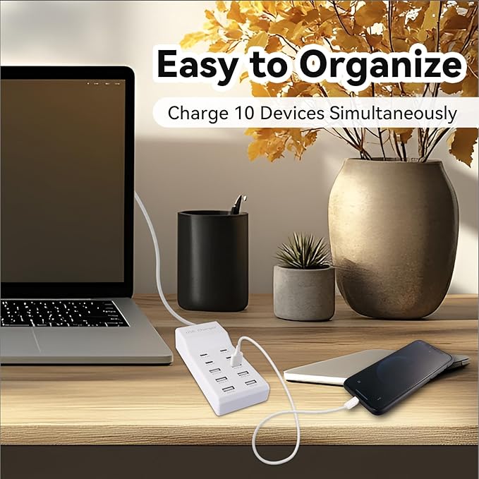 USB Charging Station, 10 Ports Family-Sized USB C Charger Block, USB Power Strip - Image 7