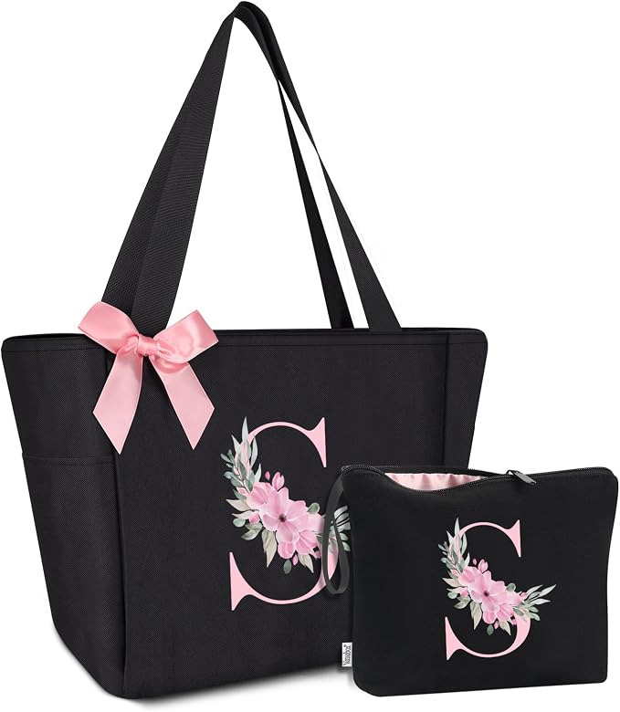Vavabox Tote Bag, A-Z Initial Monogrammed Waterproof Tote Bag, Bridesmaid Gifts by Vavabox