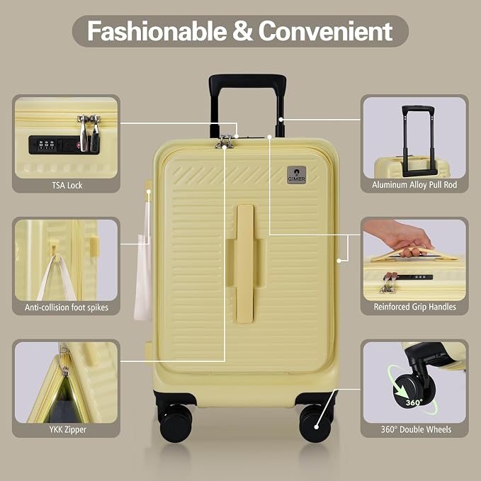 20 Inch Luggage with Spinner Wheels, Expandable Front Opening Suitcase 100% PC - Image 5