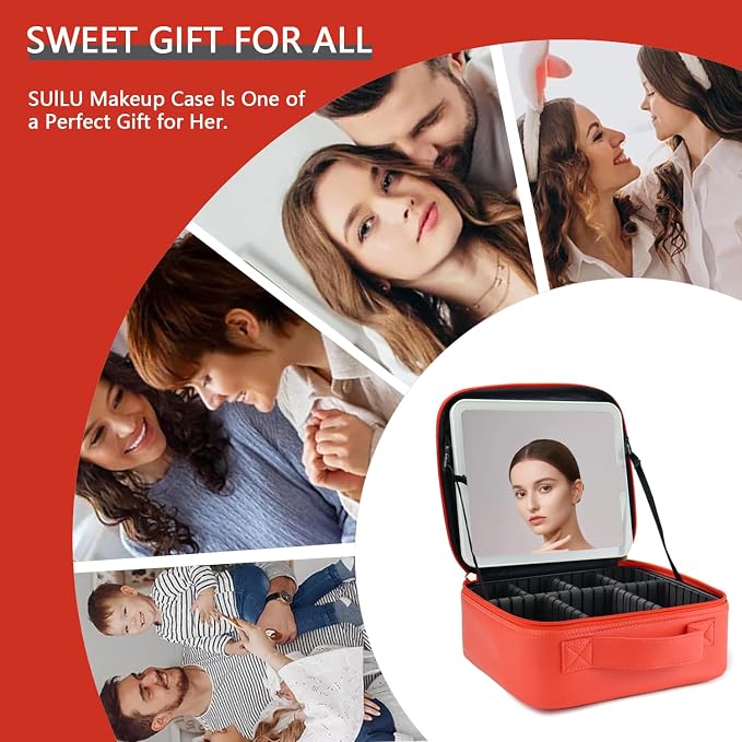 Makeup Bag with Led Mirror, Travel Makeup Organizer with 3 Color Setting - Image 6