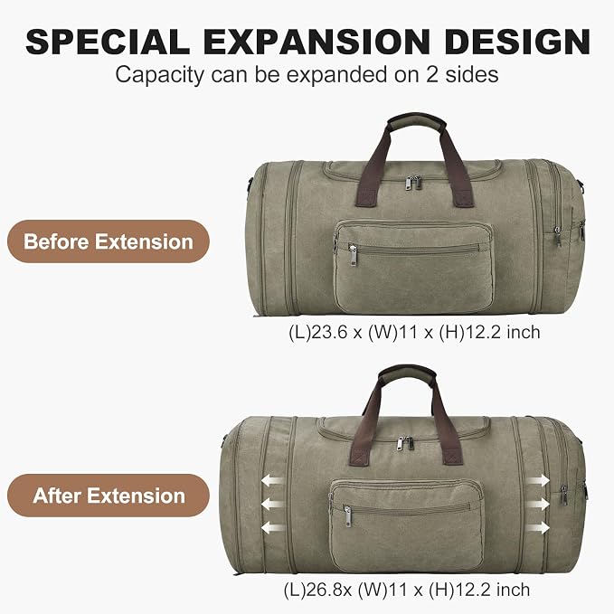 Felipe Varela 60L Duffle Bag for Men, Large Expandable Canvas Duffel Bag for - Image 2