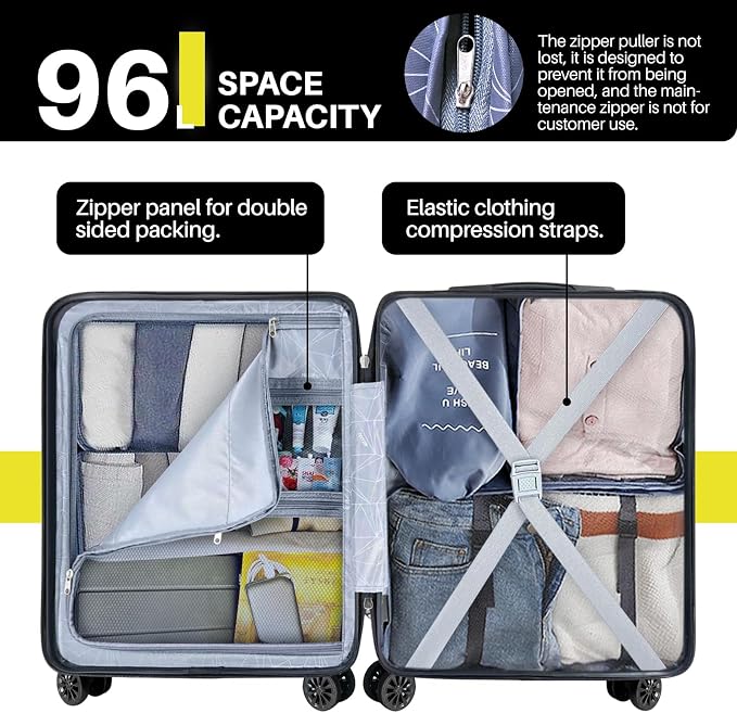 AnyZip Suitcase Hardside PC ABS Lightweight USB Luggage - Image 3